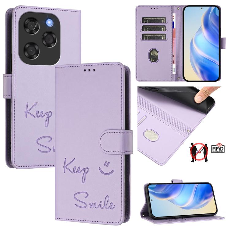 Smile Embossing RFID Leather Phone Case, For Coolpad C16, For Coolpad X100, For Coolpad Cool 40i