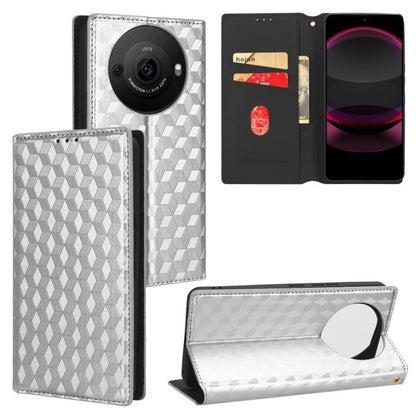 Cubic Grid Texture Flip Leather Phone Case, For Sharp Aquos wish6, For Sharp Aquos R11, For Sharp Aquos Sense10 / Sense9, For Sharp Aquos R10 / R9, For Sharp Aquos wish5, For Sharp Basio Active3, For Sharp Aquos R8 Pro / Leica Leitz Phone 3