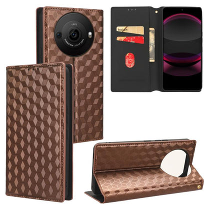 Cubic Grid Texture Flip Leather Phone Case, For Sharp Aquos wish6, For Sharp Aquos R11, For Sharp Aquos Sense10 / Sense9, For Sharp Aquos R10 / R9, For Sharp Aquos wish5, For Sharp Basio Active3, For Sharp Aquos R8 Pro / Leica Leitz Phone 3