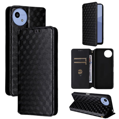 Cubic Grid Texture Flip Leather Phone Case, For Sharp Aquos wish6, For Sharp Aquos R11, For Sharp Aquos Sense10 / Sense9, For Sharp Aquos R10 / R9, For Sharp Aquos wish5, For Sharp Basio Active3, For Sharp Aquos R8 Pro / Leica Leitz Phone 3