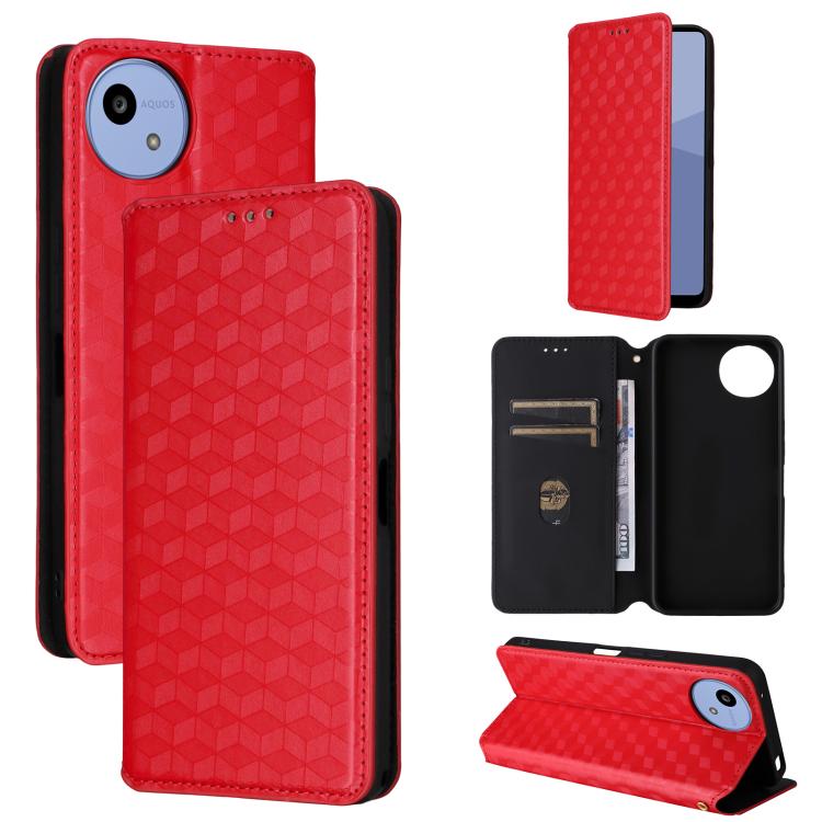 Cubic Grid Texture Flip Leather Phone Case, For Sharp Aquos wish6, For Sharp Aquos R11, For Sharp Aquos Sense10 / Sense9, For Sharp Aquos R10 / R9, For Sharp Aquos wish5, For Sharp Basio Active3, For Sharp Aquos R8 Pro / Leica Leitz Phone 3