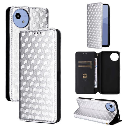Cubic Grid Texture Flip Leather Phone Case, For Sharp Aquos wish6, For Sharp Aquos R11, For Sharp Aquos Sense10 / Sense9, For Sharp Aquos R10 / R9, For Sharp Aquos wish5, For Sharp Basio Active3, For Sharp Aquos R8 Pro / Leica Leitz Phone 3