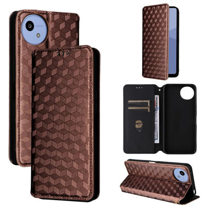 Cubic Grid Texture Flip Leather Phone Case, For Sharp Aquos wish6, For Sharp Aquos R11, For Sharp Aquos Sense10 / Sense9, For Sharp Aquos R10 / R9, For Sharp Aquos wish5, For Sharp Basio Active3, For Sharp Aquos R8 Pro / Leica Leitz Phone 3