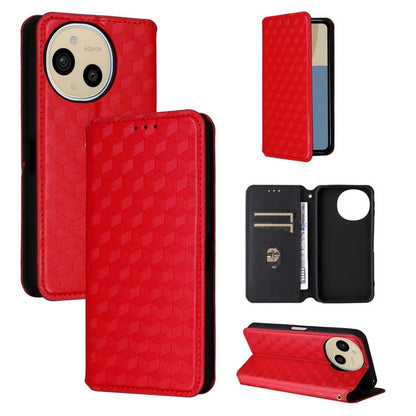 Cubic Grid Texture Flip Leather Phone Case, For Sharp Aquos wish6, For Sharp Aquos R11, For Sharp Aquos Sense10 / Sense9, For Sharp Aquos R10 / R9, For Sharp Aquos wish5, For Sharp Basio Active3, For Sharp Aquos R8 Pro / Leica Leitz Phone 3