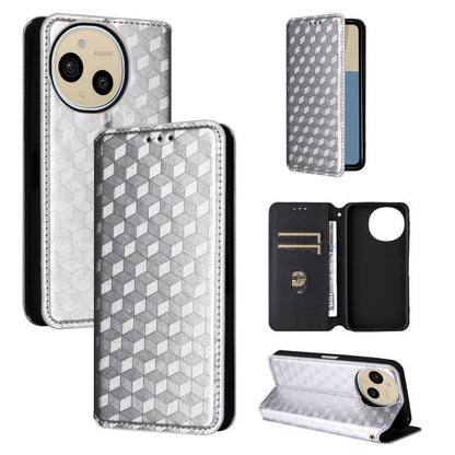 Cubic Grid Texture Flip Leather Phone Case, For Sharp Aquos wish6, For Sharp Aquos R11, For Sharp Aquos Sense10 / Sense9, For Sharp Aquos R10 / R9, For Sharp Aquos wish5, For Sharp Basio Active3, For Sharp Aquos R8 Pro / Leica Leitz Phone 3