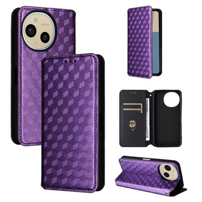 Cubic Grid Texture Flip Leather Phone Case, For Sharp Aquos wish6, For Sharp Aquos R11, For Sharp Aquos Sense10 / Sense9, For Sharp Aquos R10 / R9, For Sharp Aquos wish5, For Sharp Basio Active3, For Sharp Aquos R8 Pro / Leica Leitz Phone 3