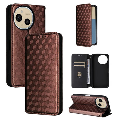 Cubic Grid Texture Flip Leather Phone Case, For Sharp Aquos wish6, For Sharp Aquos R11, For Sharp Aquos Sense10 / Sense9, For Sharp Aquos R10 / R9, For Sharp Aquos wish5, For Sharp Basio Active3, For Sharp Aquos R8 Pro / Leica Leitz Phone 3