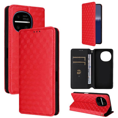 Cubic Grid Texture Flip Leather Phone Case, For Sharp Aquos wish6, For Sharp Aquos R11, For Sharp Aquos Sense10 / Sense9, For Sharp Aquos R10 / R9, For Sharp Aquos wish5, For Sharp Basio Active3, For Sharp Aquos R8 Pro / Leica Leitz Phone 3