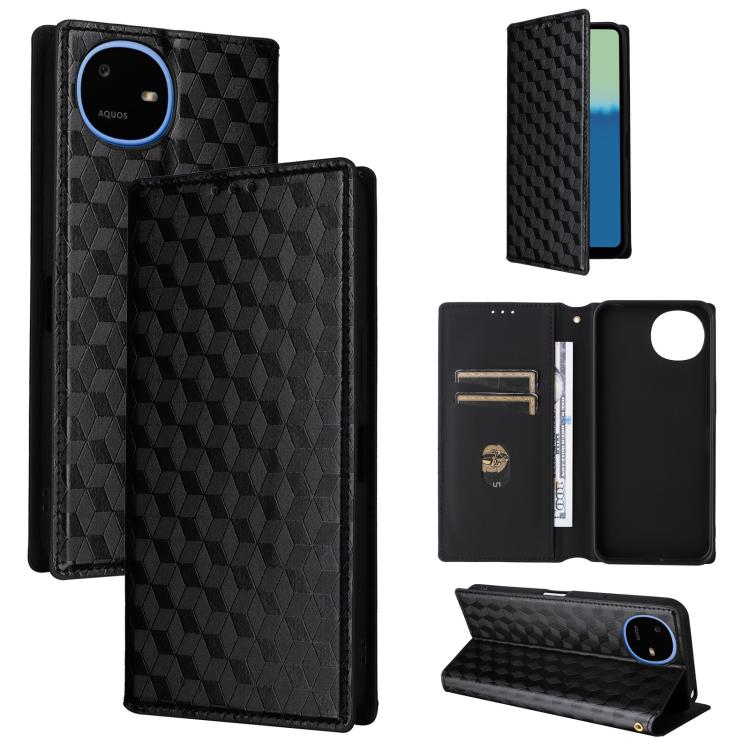 Cubic Grid Texture Flip Leather Phone Case, For Sharp Aquos wish6, For Sharp Aquos R11, For Sharp Aquos Sense10 / Sense9, For Sharp Aquos R10 / R9, For Sharp Aquos wish5, For Sharp Basio Active3, For Sharp Aquos R8 Pro / Leica Leitz Phone 3