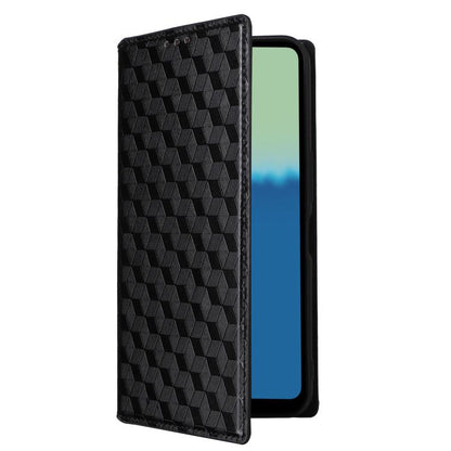 Cubic Grid Texture Flip Leather Phone Case, For Sharp Aquos wish6, For Sharp Aquos R11, For Sharp Aquos Sense10 / Sense9, For Sharp Aquos R10 / R9, For Sharp Aquos wish5, For Sharp Basio Active3, For Sharp Aquos R8 Pro / Leica Leitz Phone 3