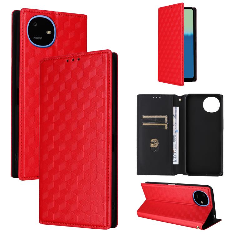Cubic Grid Texture Flip Leather Phone Case, For Sharp Aquos wish6, For Sharp Aquos R11, For Sharp Aquos Sense10 / Sense9, For Sharp Aquos R10 / R9, For Sharp Aquos wish5, For Sharp Basio Active3, For Sharp Aquos R8 Pro / Leica Leitz Phone 3