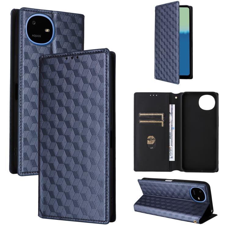Cubic Grid Texture Flip Leather Phone Case, For Sharp Aquos wish6, For Sharp Aquos R11, For Sharp Aquos Sense10 / Sense9, For Sharp Aquos R10 / R9, For Sharp Aquos wish5, For Sharp Basio Active3, For Sharp Aquos R8 Pro / Leica Leitz Phone 3