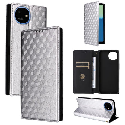 Cubic Grid Texture Flip Leather Phone Case, For Sharp Aquos wish6, For Sharp Aquos R11, For Sharp Aquos Sense10 / Sense9, For Sharp Aquos R10 / R9, For Sharp Aquos wish5, For Sharp Basio Active3, For Sharp Aquos R8 Pro / Leica Leitz Phone 3