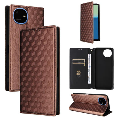 Cubic Grid Texture Flip Leather Phone Case, For Sharp Aquos wish6, For Sharp Aquos R11, For Sharp Aquos Sense10 / Sense9, For Sharp Aquos R10 / R9, For Sharp Aquos wish5, For Sharp Basio Active3, For Sharp Aquos R8 Pro / Leica Leitz Phone 3