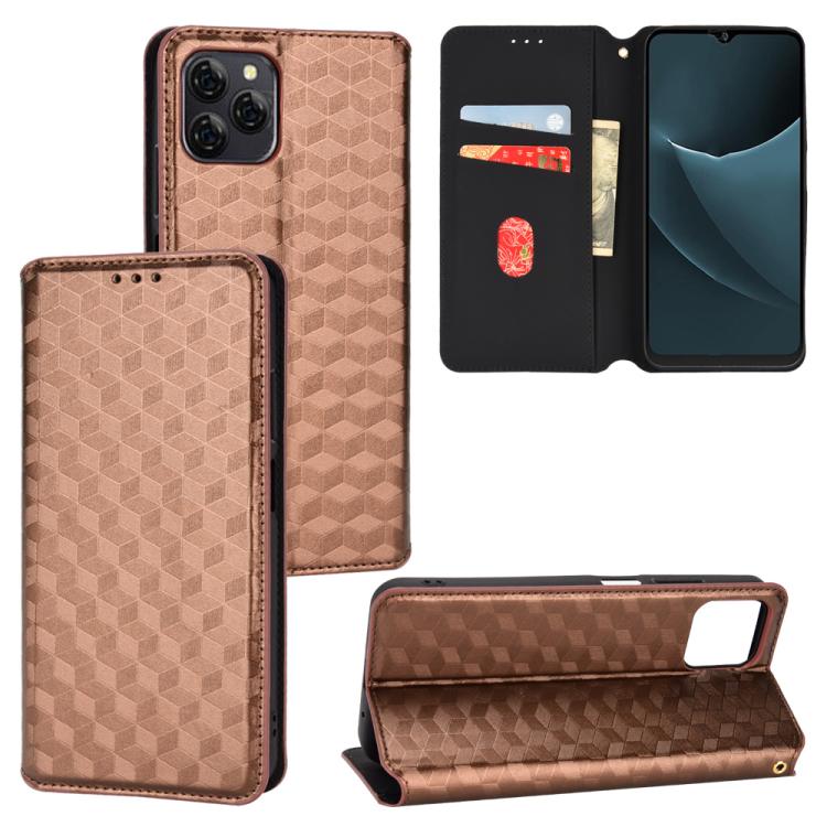 Cubic Grid Texture Flip Leather Phone Case, For Blackview Oscal C30 / C30 Pro, For Blackview A53 / A53 Pro, For Blackview A85, For Blackview Oscal C80, For Blackview A55 Pro, For Blackview A50, For Blackview A95, For Blackview A55                      ...