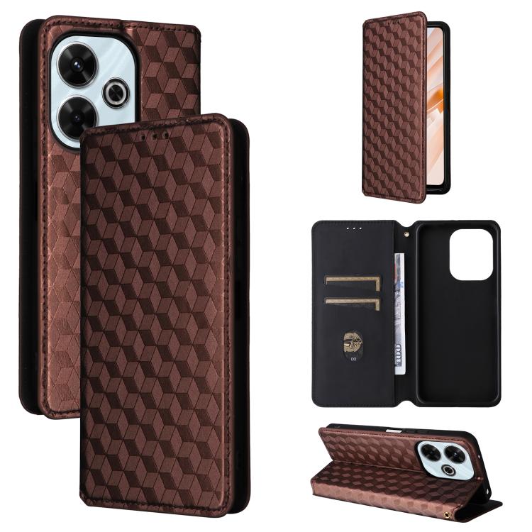 Cubic Grid Texture Flip Leather Phone Case, For Redmi K90 5G / Poco F8 Pro, For Redmi Note 15 Pro 5G Global 163.6mm, For Redmi 15 5G Global / 15 4G SEA 169mm, For Redmi 15 5G / 4G EU 171mm, For Redmi A5 4G 173.3mm                                       ...
