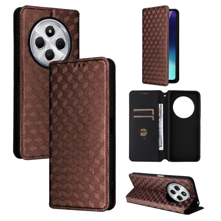 Cubic Grid Texture Flip Leather Phone Case, For Redmi 17 5G / 4G Global 170mm / Poco M8x, For Redmi Note 17 5G / 4G Global / 5G India 169.7mm, For Redmi 17C 5G, For Redmi Note 17 Pro+ 5G Global 163.4mm, For Redmi K100 Pro Max 5G / Poco F9 Ultra 5G     ...