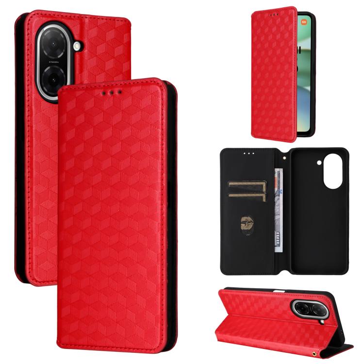 Cubic Grid Texture Flip Leather Phone Case, For Redmi K90 5G / Poco F8 Pro, For Redmi Note 15 Pro 5G Global 163.6mm, For Redmi 15 5G Global / 15 4G SEA 169mm, For Redmi 15 5G / 4G EU 171mm, For Redmi A5 4G 173.3mm                                       ...