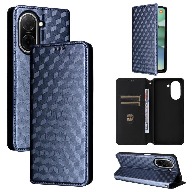 Cubic Grid Texture Flip Leather Phone Case, For Redmi K90 5G / Poco F8 Pro, For Redmi Note 15 Pro 5G Global 163.6mm, For Redmi 15 5G Global / 15 4G SEA 169mm, For Redmi 15 5G / 4G EU 171mm, For Redmi A5 4G 173.3mm                                       ...