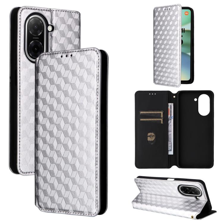 Cubic Grid Texture Flip Leather Phone Case, For Redmi K90 5G / Poco F8 Pro, For Redmi Note 15 Pro 5G Global 163.6mm, For Redmi 15 5G Global / 15 4G SEA 169mm, For Redmi 15 5G / 4G EU 171mm, For Redmi A5 4G 173.3mm                                       ...