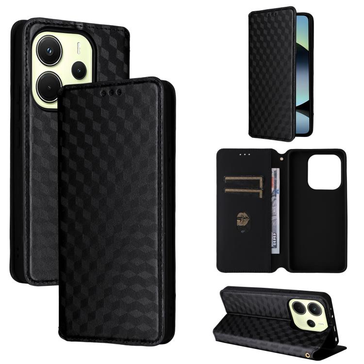 Cubic Grid Texture Flip Leather Phone Case, For Redmi K90 5G / Poco F8 Pro, For Redmi Note 15 Pro 5G Global 163.6mm, For Redmi 15 5G Global / 15 4G SEA 169mm, For Redmi 15 5G / 4G EU 171mm, For Redmi A5 4G 173.3mm                                       ...