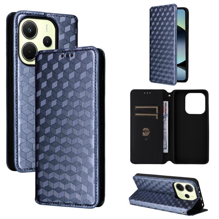 Cubic Grid Texture Flip Leather Phone Case, For Redmi K90 5G / Poco F8 Pro, For Redmi Note 15 Pro 5G Global 163.6mm, For Redmi 15 5G Global / 15 4G SEA 169mm, For Redmi 15 5G / 4G EU 171mm, For Redmi A5 4G 173.3mm                                       ...