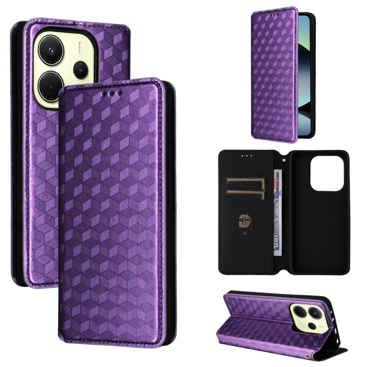 Cubic Grid Texture Flip Leather Phone Case, For Redmi K90 5G / Poco F8 Pro, For Redmi Note 15 Pro 5G Global 163.6mm, For Redmi 15 5G Global / 15 4G SEA 169mm, For Redmi 15 5G / 4G EU 171mm, For Redmi A5 4G 173.3mm                                       ...