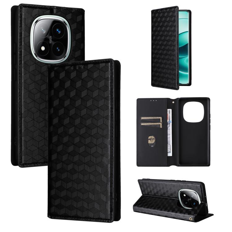 Cubic Grid Texture Flip Leather Phone Case, For Redmi K90 5G / Poco F8 Pro, For Redmi Note 15 Pro 5G Global 163.6mm, For Redmi 15 5G Global / 15 4G SEA 169mm, For Redmi 15 5G / 4G EU 171mm, For Redmi A5 4G 173.3mm                                       ...
