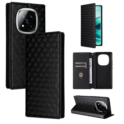 Cubic Grid Texture Flip Leather Phone Case, For Redmi K90 5G / Poco F8 Pro, For Redmi Note 15 Pro 5G Global 163.6mm, For Redmi 15 5G Global / 15 4G SEA 169mm, For Redmi 15 5G / 4G EU 171mm, For Redmi A5 4G 173.3mm                                       ...