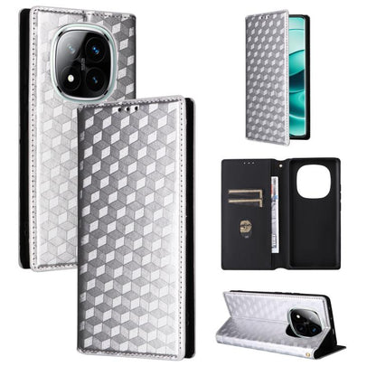 Cubic Grid Texture Flip Leather Phone Case, For Redmi K90 5G / Poco F8 Pro, For Redmi Note 15 Pro 5G Global 163.6mm, For Redmi 15 5G Global / 15 4G SEA 169mm, For Redmi 15 5G / 4G EU 171mm, For Redmi A5 4G 173.3mm                                       ...