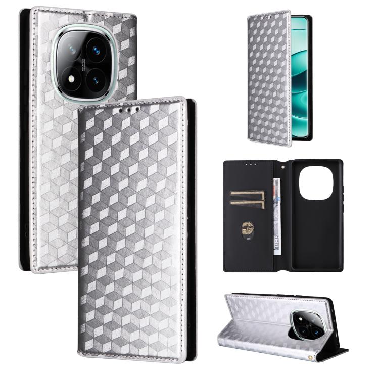 Cubic Grid Texture Flip Leather Phone Case, For Redmi K90 5G / Poco F8 Pro, For Redmi Note 15 Pro 5G Global 163.6mm, For Redmi 15 5G Global / 15 4G SEA 169mm, For Redmi 15 5G / 4G EU 171mm, For Redmi A5 4G 173.3mm                                       ...