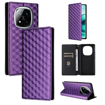 Cubic Grid Texture Flip Leather Phone Case, For Redmi K90 5G / Poco F8 Pro, For Redmi Note 15 Pro 5G Global 163.6mm, For Redmi 15 5G Global / 15 4G SEA 169mm, For Redmi 15 5G / 4G EU 171mm, For Redmi A5 4G 173.3mm                                       ...