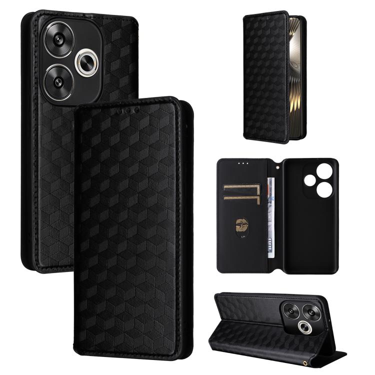 Cubic Grid Texture Flip Leather Phone Case, For Redmi K90 5G / Poco F8 Pro, For Redmi Note 15 Pro 5G Global 163.6mm, For Redmi 15 5G Global / 15 4G SEA 169mm, For Redmi 15 5G / 4G EU 171mm, For Redmi A5 4G 173.3mm                                       ...
