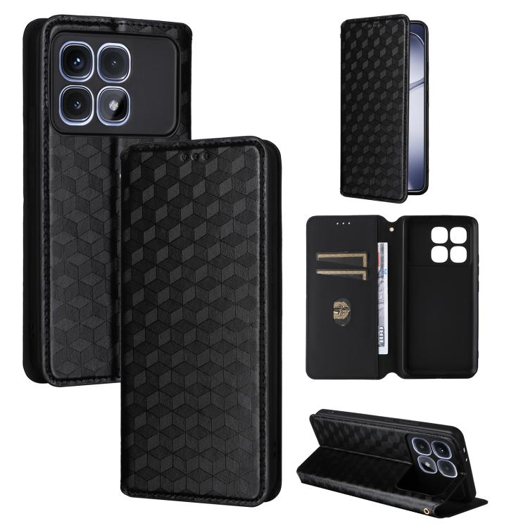 Cubic Grid Texture Flip Leather Phone Case, For Redmi K90 5G / Poco F8 Pro, For Redmi Note 15 Pro 5G Global 163.6mm, For Redmi 15 5G Global / 15 4G SEA 169mm, For Redmi 15 5G / 4G EU 171mm, For Redmi A5 4G 173.3mm                                       ...