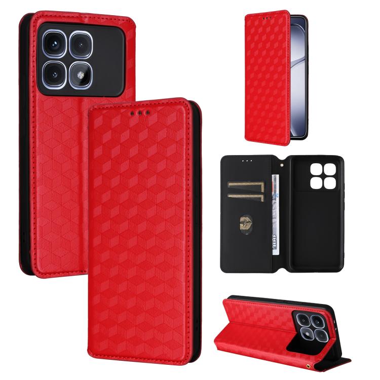 Cubic Grid Texture Flip Leather Phone Case, For Redmi K90 5G / Poco F8 Pro, For Redmi Note 15 Pro 5G Global 163.6mm, For Redmi 15 5G Global / 15 4G SEA 169mm, For Redmi 15 5G / 4G EU 171mm, For Redmi A5 4G 173.3mm                                       ...