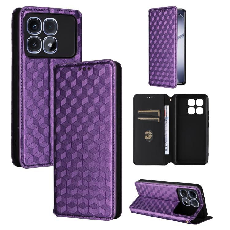 Cubic Grid Texture Flip Leather Phone Case, For Redmi K90 5G / Poco F8 Pro, For Redmi Note 15 Pro 5G Global 163.6mm, For Redmi 15 5G Global / 15 4G SEA 169mm, For Redmi 15 5G / 4G EU 171mm, For Redmi A5 4G 173.3mm                                       ...