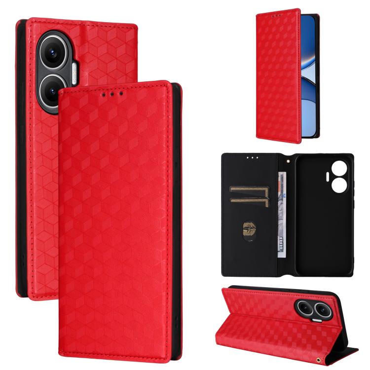 Cubic Grid Texture Flip Leather Phone Case, For Redmi K90 5G / Poco F8 Pro, For Redmi Note 15 Pro 5G Global 163.6mm, For Redmi 15 5G Global / 15 4G SEA 169mm, For Redmi 15 5G / 4G EU 171mm, For Redmi A5 4G 173.3mm                                       ...