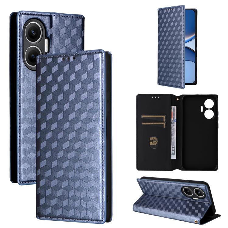 Cubic Grid Texture Flip Leather Phone Case, For Redmi K90 5G / Poco F8 Pro, For Redmi Note 15 Pro 5G Global 163.6mm, For Redmi 15 5G Global / 15 4G SEA 169mm, For Redmi 15 5G / 4G EU 171mm, For Redmi A5 4G 173.3mm                                       ...