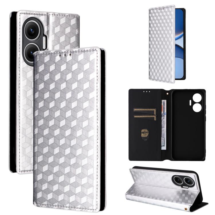Cubic Grid Texture Flip Leather Phone Case, For Redmi K90 5G / Poco F8 Pro, For Redmi Note 15 Pro 5G Global 163.6mm, For Redmi 15 5G Global / 15 4G SEA 169mm, For Redmi 15 5G / 4G EU 171mm, For Redmi A5 4G 173.3mm                                       ...