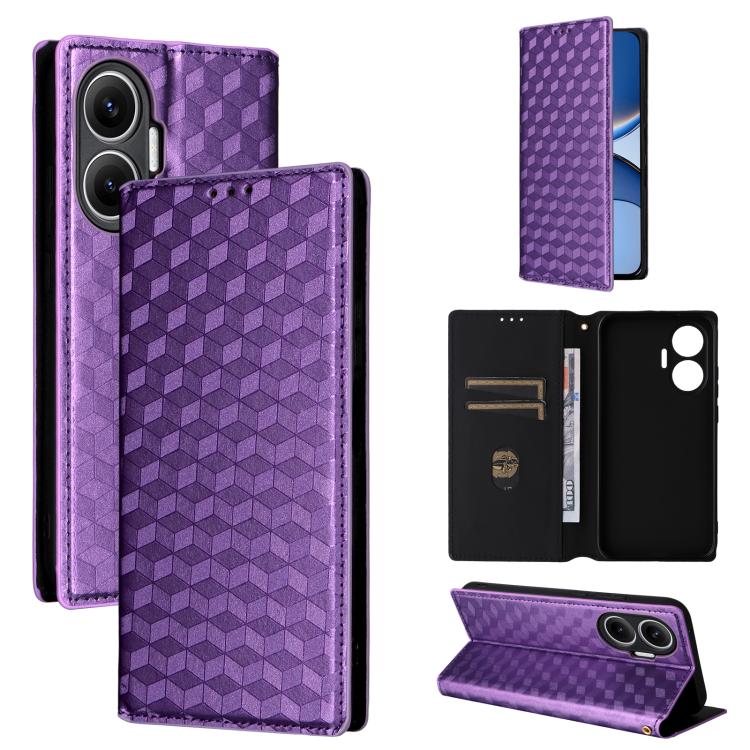 Cubic Grid Texture Flip Leather Phone Case, For Redmi K90 5G / Poco F8 Pro, For Redmi Note 15 Pro 5G Global 163.6mm, For Redmi 15 5G Global / 15 4G SEA 169mm, For Redmi 15 5G / 4G EU 171mm, For Redmi A5 4G 173.3mm                                       ...