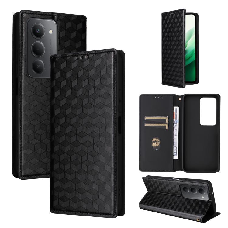 Cubic Grid Texture Flip Leather Phone Case, For Redmi K90 5G / Poco F8 Pro, For Redmi Note 15 Pro 5G Global 163.6mm, For Redmi 15 5G Global / 15 4G SEA 169mm, For Redmi 15 5G / 4G EU 171mm, For Redmi A5 4G 173.3mm                                       ...