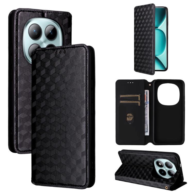Cubic Grid Texture Flip Leather Phone Case, For Redmi K90 5G / Poco F8 Pro, For Redmi Note 15 Pro 5G Global 163.6mm, For Redmi 15 5G Global / 15 4G SEA 169mm, For Redmi 15 5G / 4G EU 171mm, For Redmi A5 4G 173.3mm                                       ...