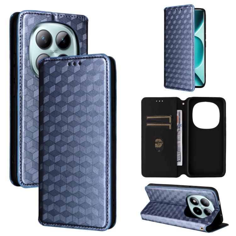 Cubic Grid Texture Flip Leather Phone Case, For Redmi 17 5G / 4G Global 170mm / Poco M8x, For Redmi Note 17 5G / 4G Global / 5G India 169.7mm, For Redmi 17C 5G, For Redmi Note 17 Pro+ 5G Global 163.4mm, For Redmi K100 Pro Max 5G / Poco F9 Ultra 5G     ...