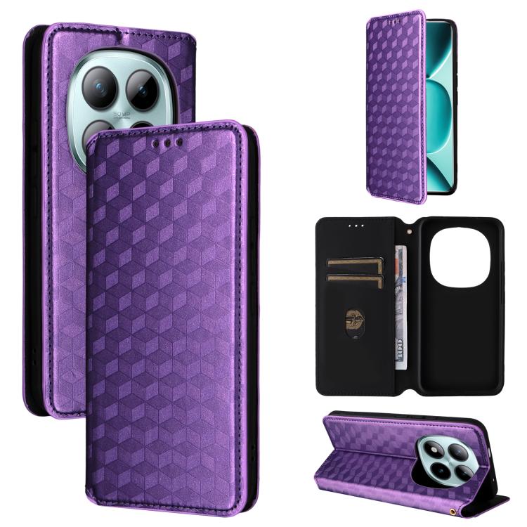 Cubic Grid Texture Flip Leather Phone Case, For Redmi 17 5G / 4G Global 170mm / Poco M8x, For Redmi Note 17 5G / 4G Global / 5G India 169.7mm, For Redmi 17C 5G, For Redmi Note 17 Pro+ 5G Global 163.4mm, For Redmi K100 Pro Max 5G / Poco F9 Ultra 5G     ...