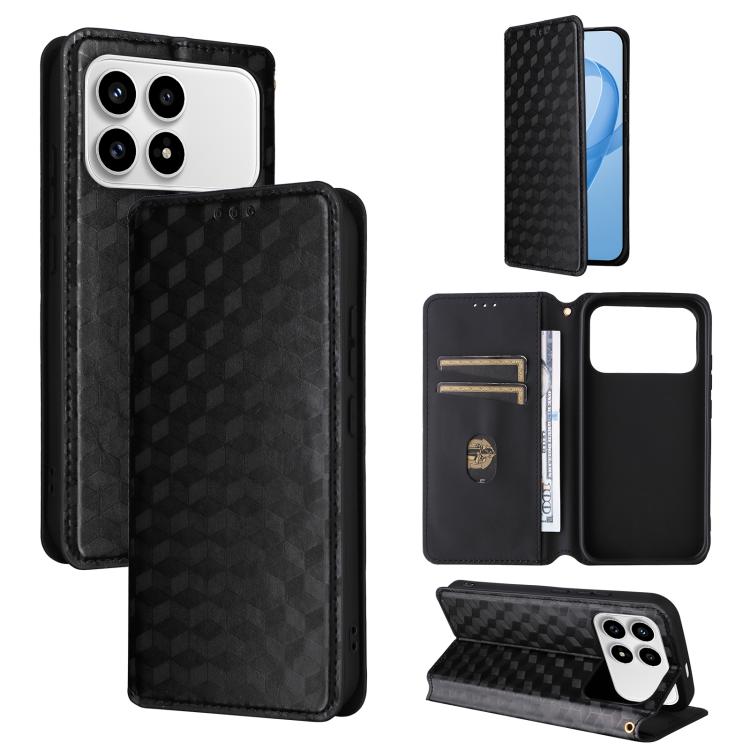 Cubic Grid Texture Flip Leather Phone Case, For Redmi K90 5G / Poco F8 Pro, For Redmi Note 15 Pro 5G Global 163.6mm, For Redmi 15 5G Global / 15 4G SEA 169mm, For Redmi 15 5G / 4G EU 171mm, For Redmi A5 4G 173.3mm                                       ...