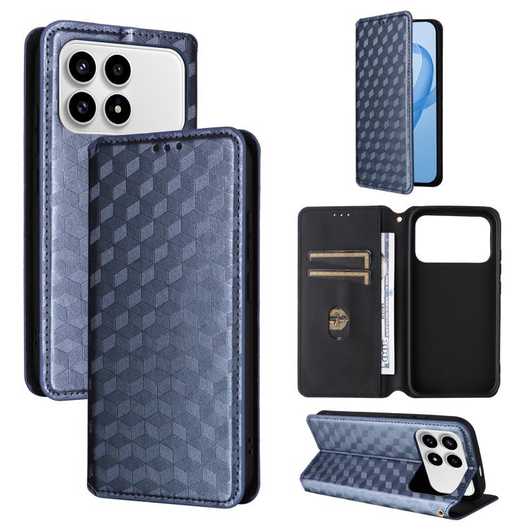 Cubic Grid Texture Flip Leather Phone Case, For Redmi K90 5G / Poco F8 Pro, For Redmi Note 15 Pro 5G Global 163.6mm, For Redmi 15 5G Global / 15 4G SEA 169mm, For Redmi 15 5G / 4G EU 171mm, For Redmi A5 4G 173.3mm                                       ...