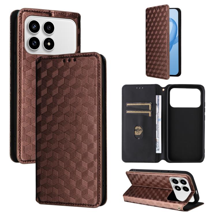 Cubic Grid Texture Flip Leather Phone Case, For Redmi K90 5G / Poco F8 Pro, For Redmi Note 15 Pro 5G Global 163.6mm, For Redmi 15 5G Global / 15 4G SEA 169mm, For Redmi 15 5G / 4G EU 171mm, For Redmi A5 4G 173.3mm                                       ...