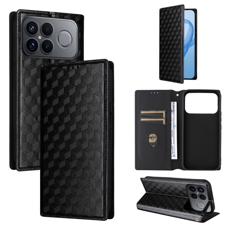 Cubic Grid Texture Flip Leather Phone Case, For Redmi 17 5G / 4G Global 170mm / Poco M8x, For Redmi Note 17 5G / 4G Global / 5G India 169.7mm, For Redmi 17C 5G, For Redmi Note 17 Pro+ 5G Global 163.4mm, For Redmi K100 Pro Max 5G / Poco F9 Ultra 5G     ...
