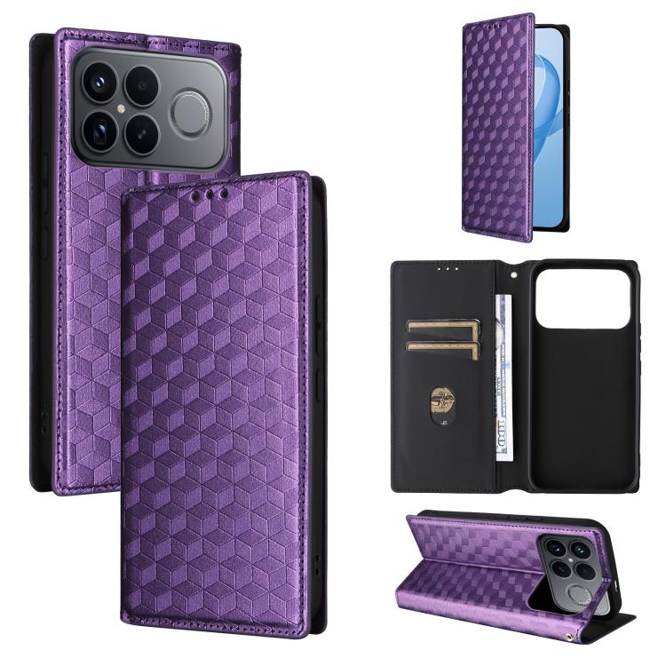 Cubic Grid Texture Flip Leather Phone Case, For Redmi 17 5G / 4G Global 170mm / Poco M8x, For Redmi Note 17 5G / 4G Global / 5G India 169.7mm, For Redmi 17C 5G, For Redmi Note 17 Pro+ 5G Global 163.4mm, For Redmi K100 Pro Max 5G / Poco F9 Ultra 5G     ...