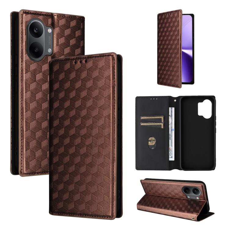 Cubic Grid Texture Flip Leather Phone Case, For Redmi 17 5G / 4G Global 170mm / Poco M8x, For Redmi Note 17 5G / 4G Global / 5G India 169.7mm, For Redmi 17C 5G, For Redmi Note 17 Pro+ 5G Global 163.4mm, For Redmi K100 Pro Max 5G / Poco F9 Ultra 5G     ...